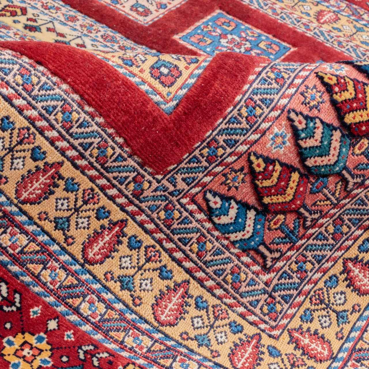 Tapis Kilim en laine persane authentique tissé à la main à Khorasan Géométrique