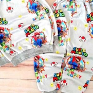 Ensemble sweat-shirt et pantalon pour enfants avec design Super Mario Blanc
