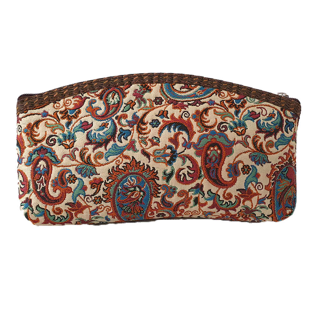 Trousse de maquillage persane en tissu Termeh à motif cachemire pour femme