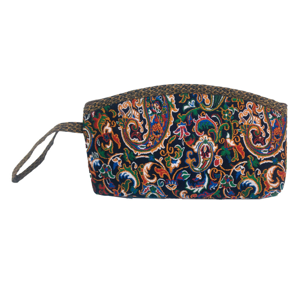 Trousse de maquillage persane en tissu Termeh léger avec motif cachemire