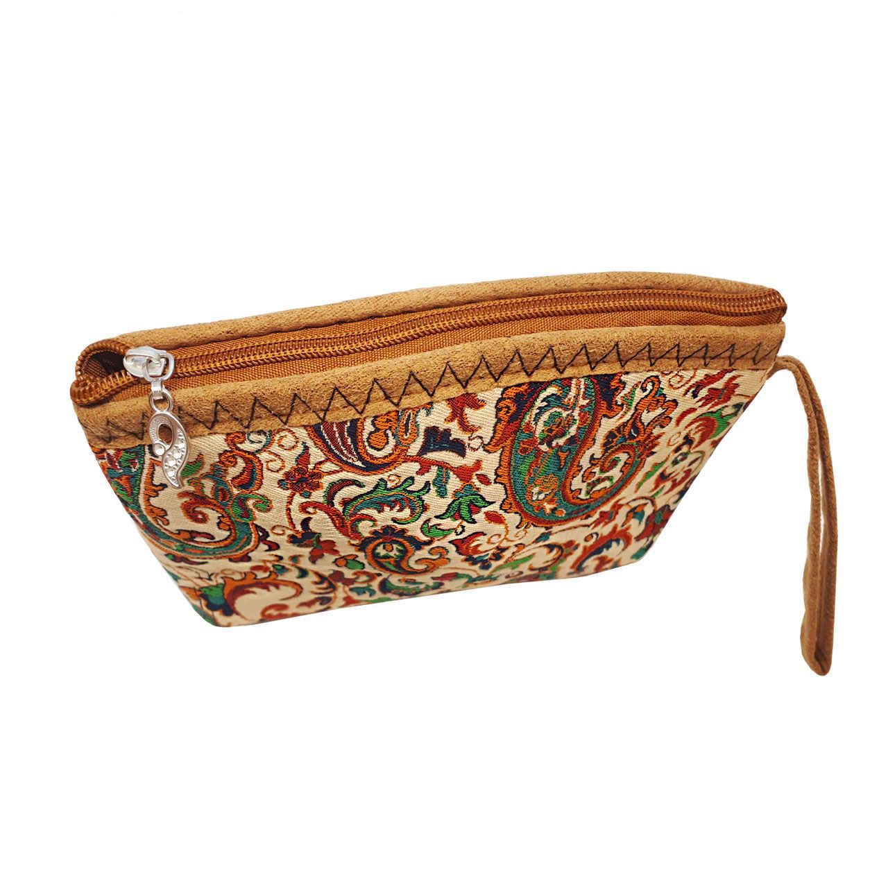 Trousse de maquillage persane en tissu Termeh avec motif cachemire pour femme