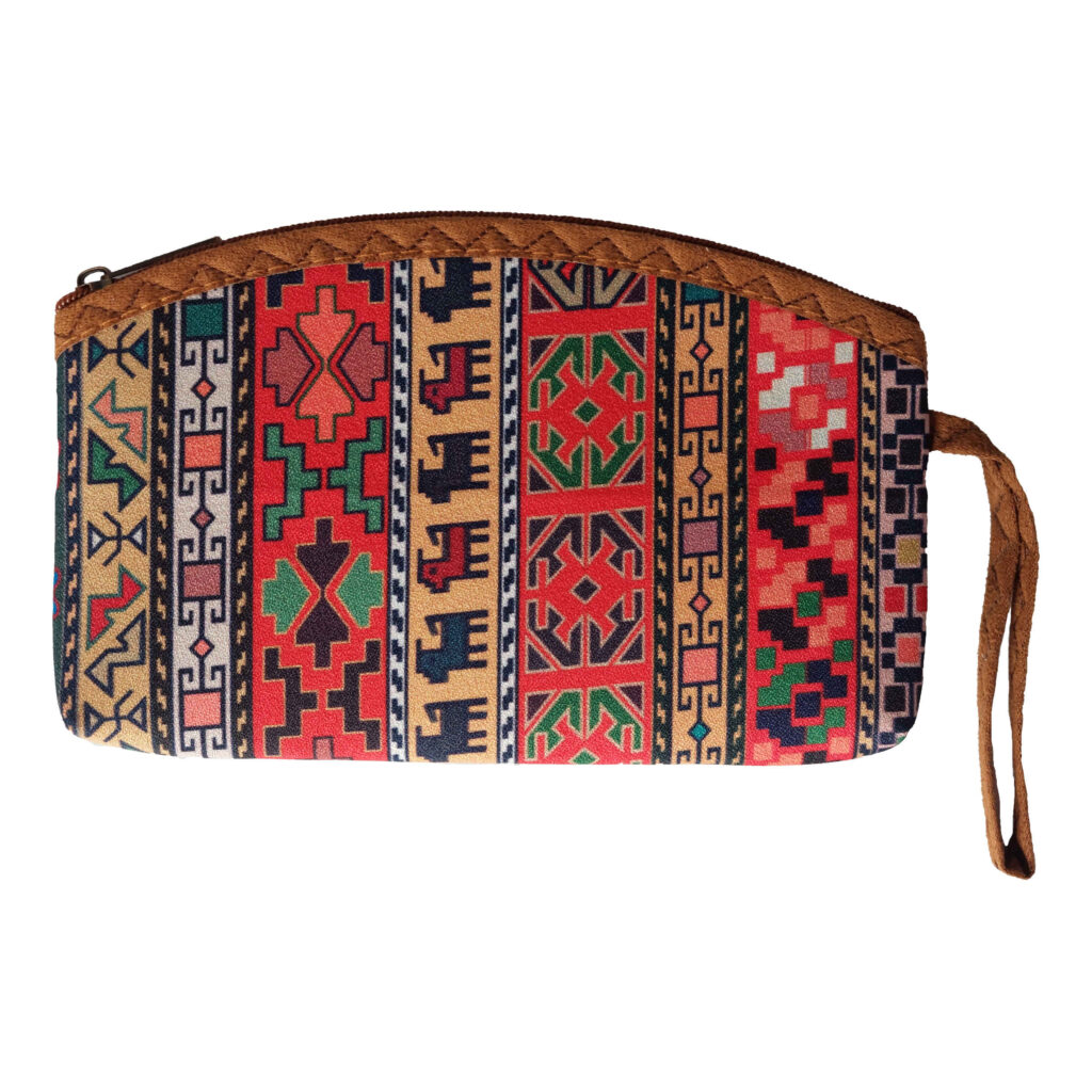 Trousse de maquillage persane en tissu Termeh avec motif traditionnel pour femme