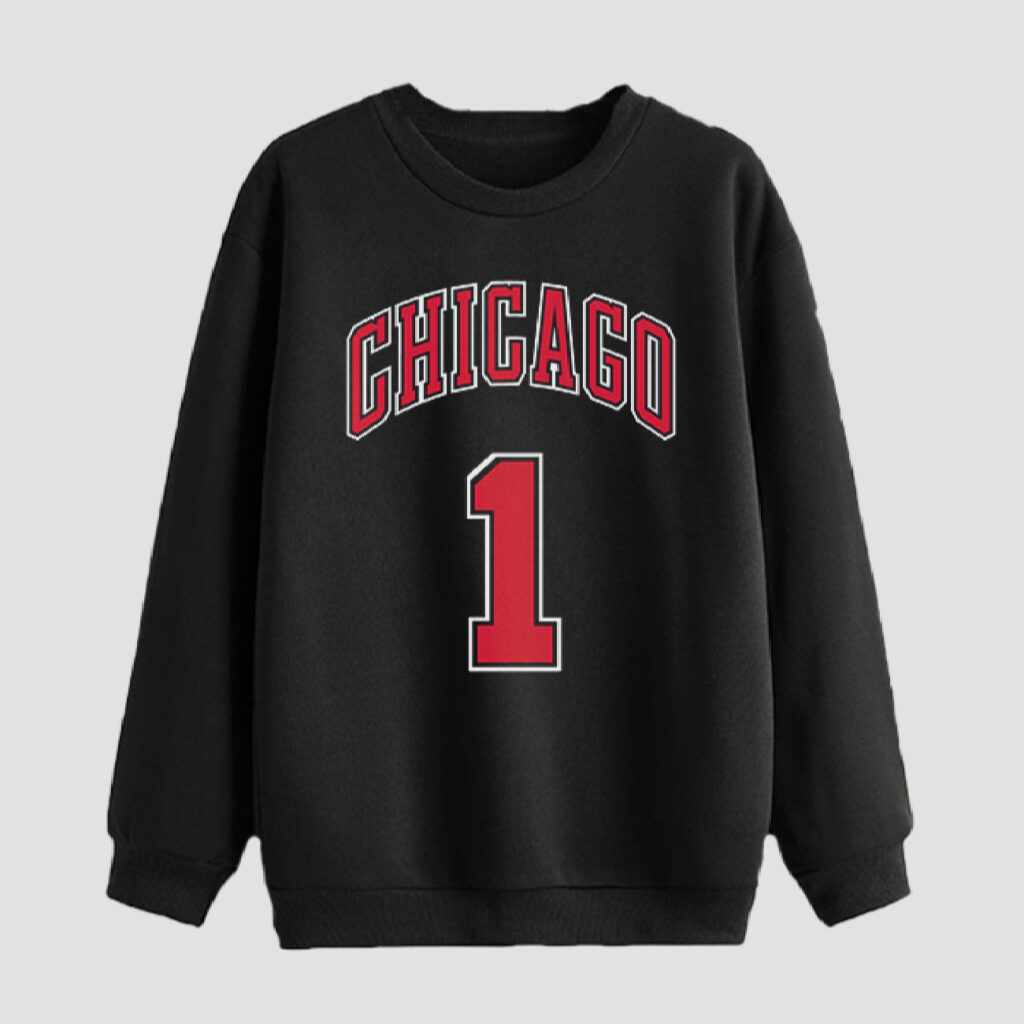 Sweat-shirt homme col rond en coton noir Chicago