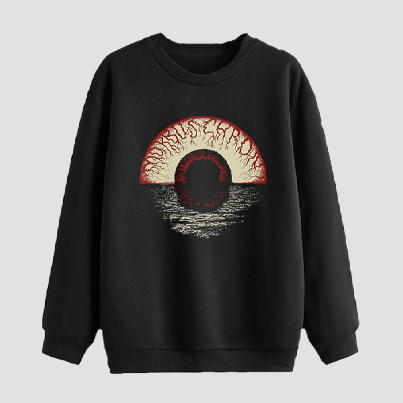Sweat-shirt homme col rond en coton noir Dark Eye Design