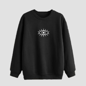 Sweat-shirt homme col rond en coton noir Eye Design