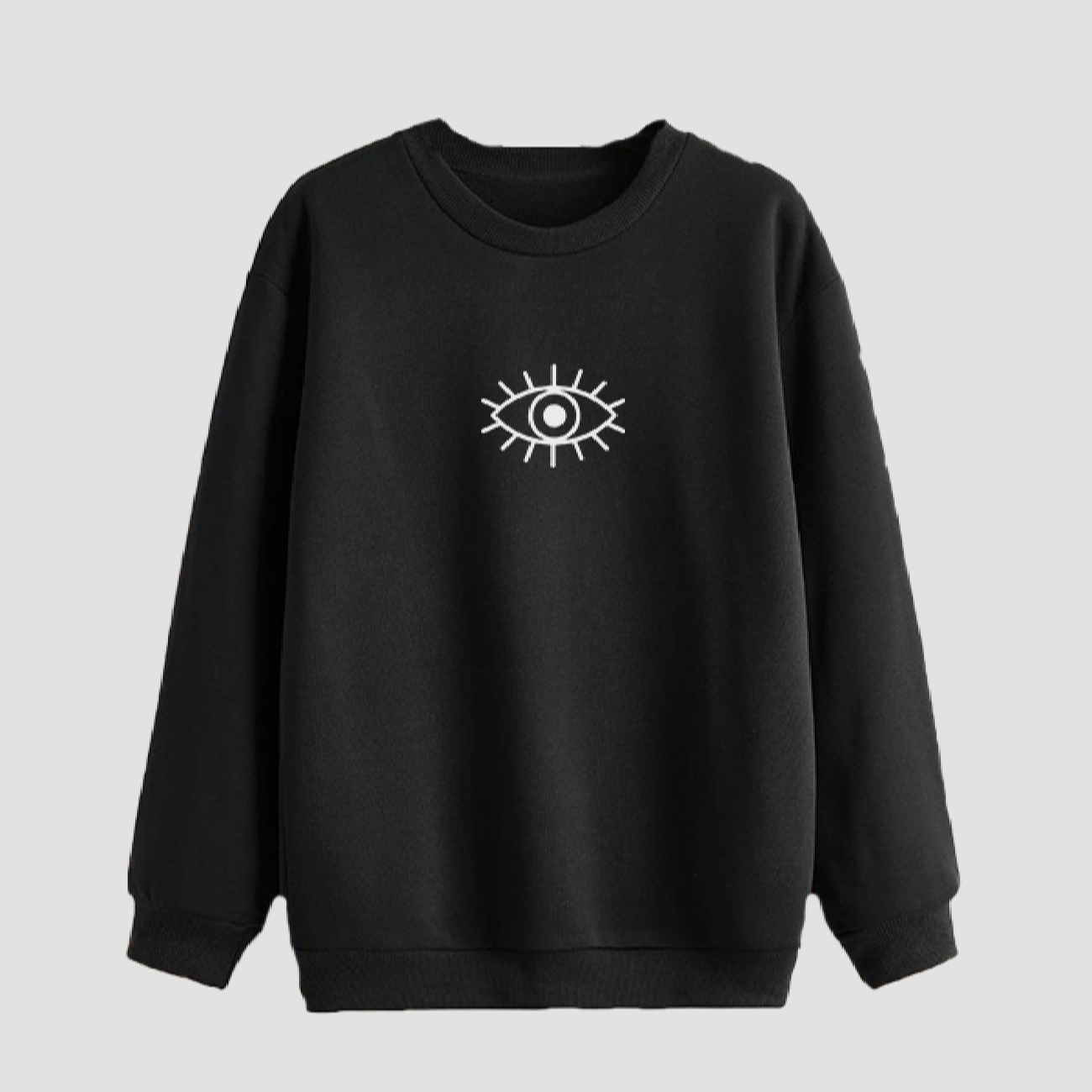 Sweat-shirt homme col rond en coton noir Eye Design