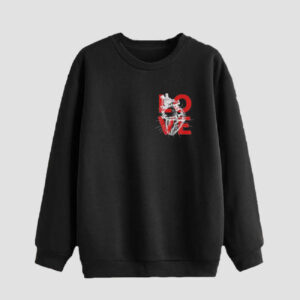 Sweat-shirt homme col rond en coton noir Love Design
