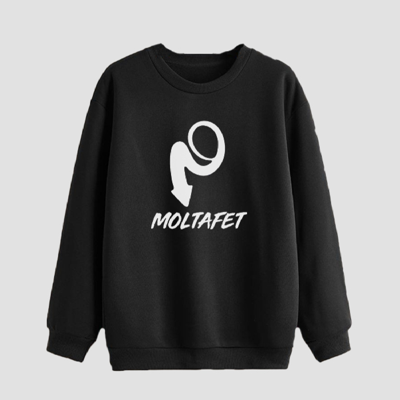 Sweat-shirt homme col rond en coton noir Moltafet