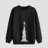 Sweat-shirt homme col rond en coton noir Spaceship