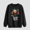 Sweat-shirt homme col rond en coton noir Teddy Bear