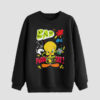Sweat-shirt homme col rond en coton noir Tweety Design