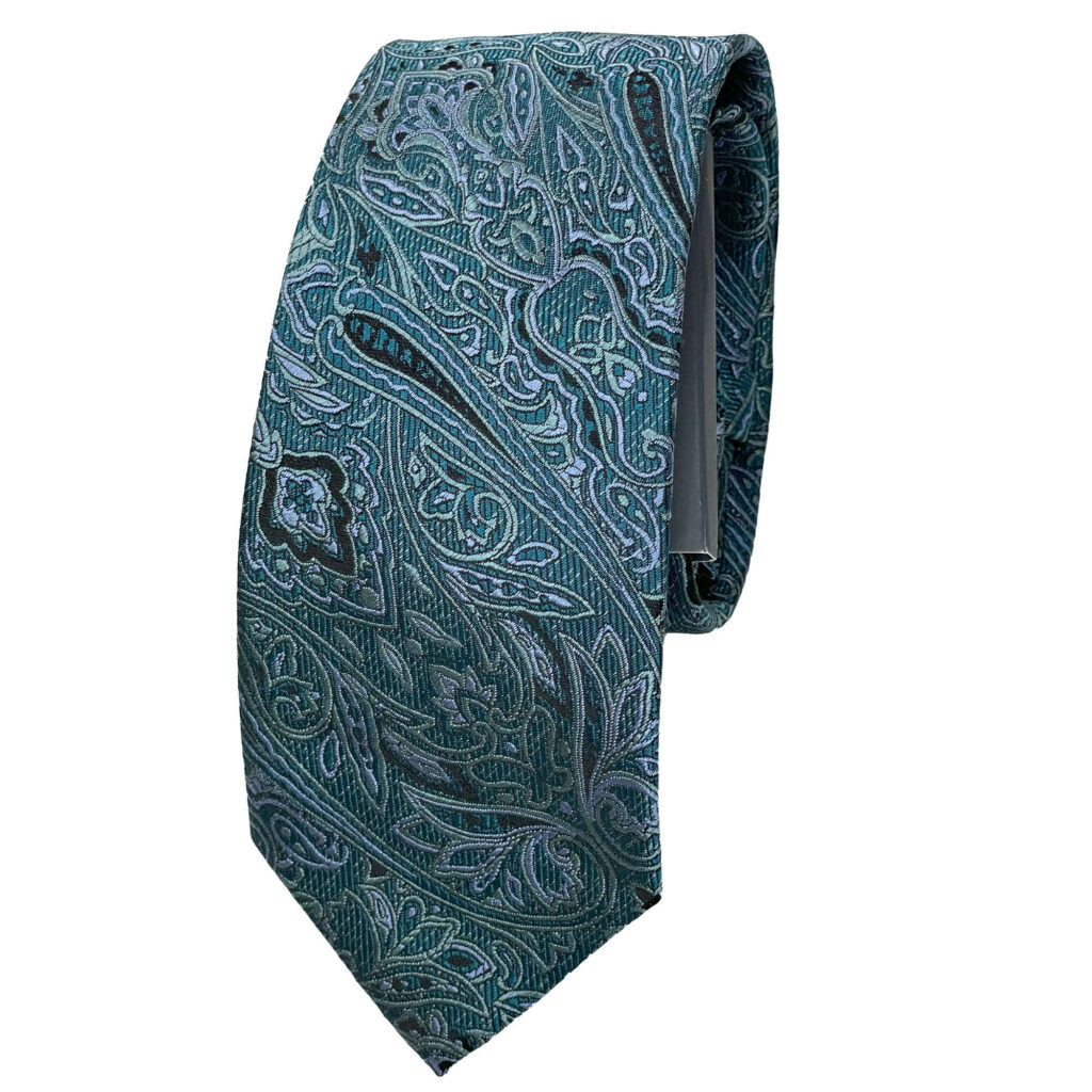 Cravate pour homme - Style élégant Paisley en bleu en soie
