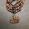 Collier en bois islamique avec pendentif Allah sculpté à la main
