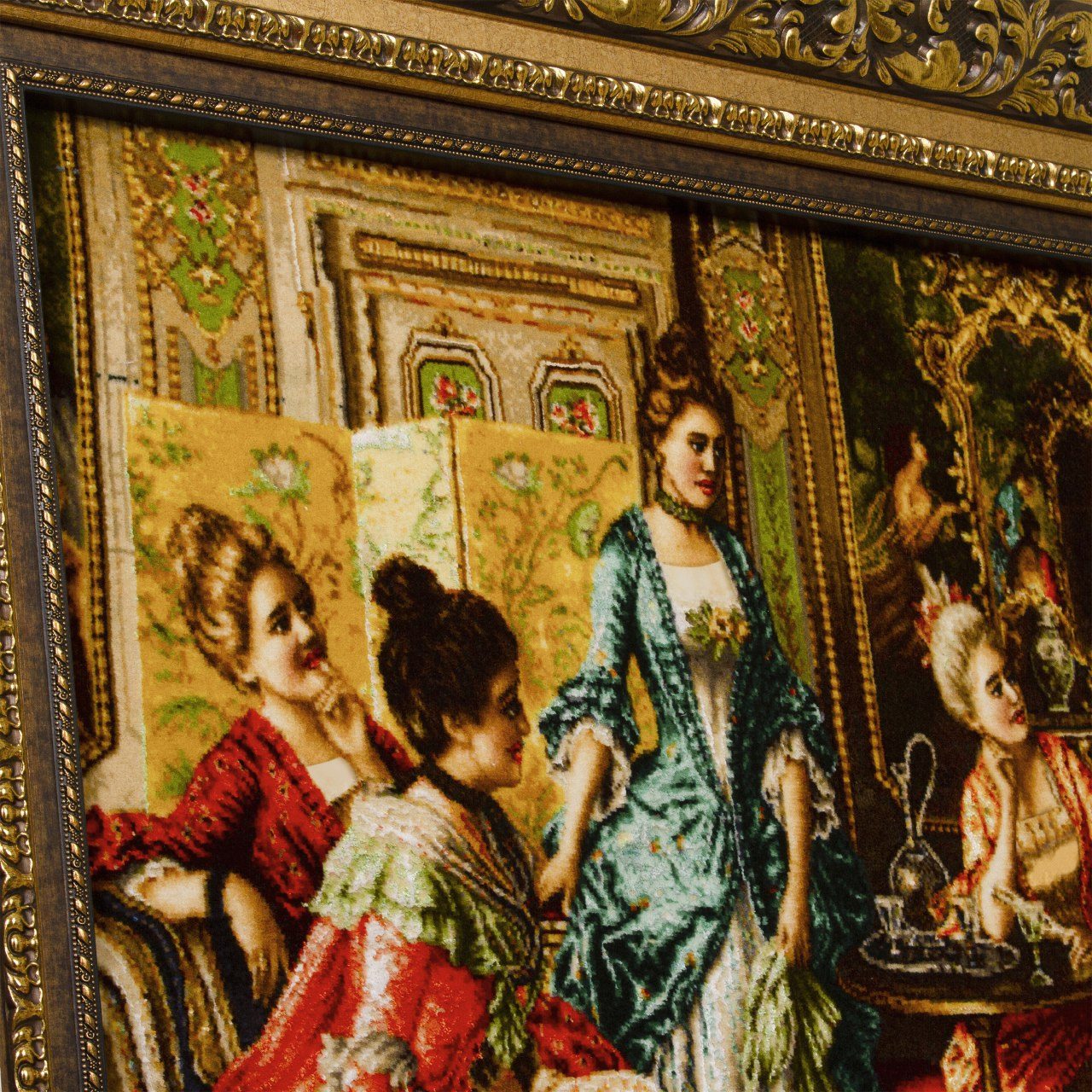 Tapis persan figuratif noué à la main de Tabriz représentant la soirée poétique d’Arturo Ricci