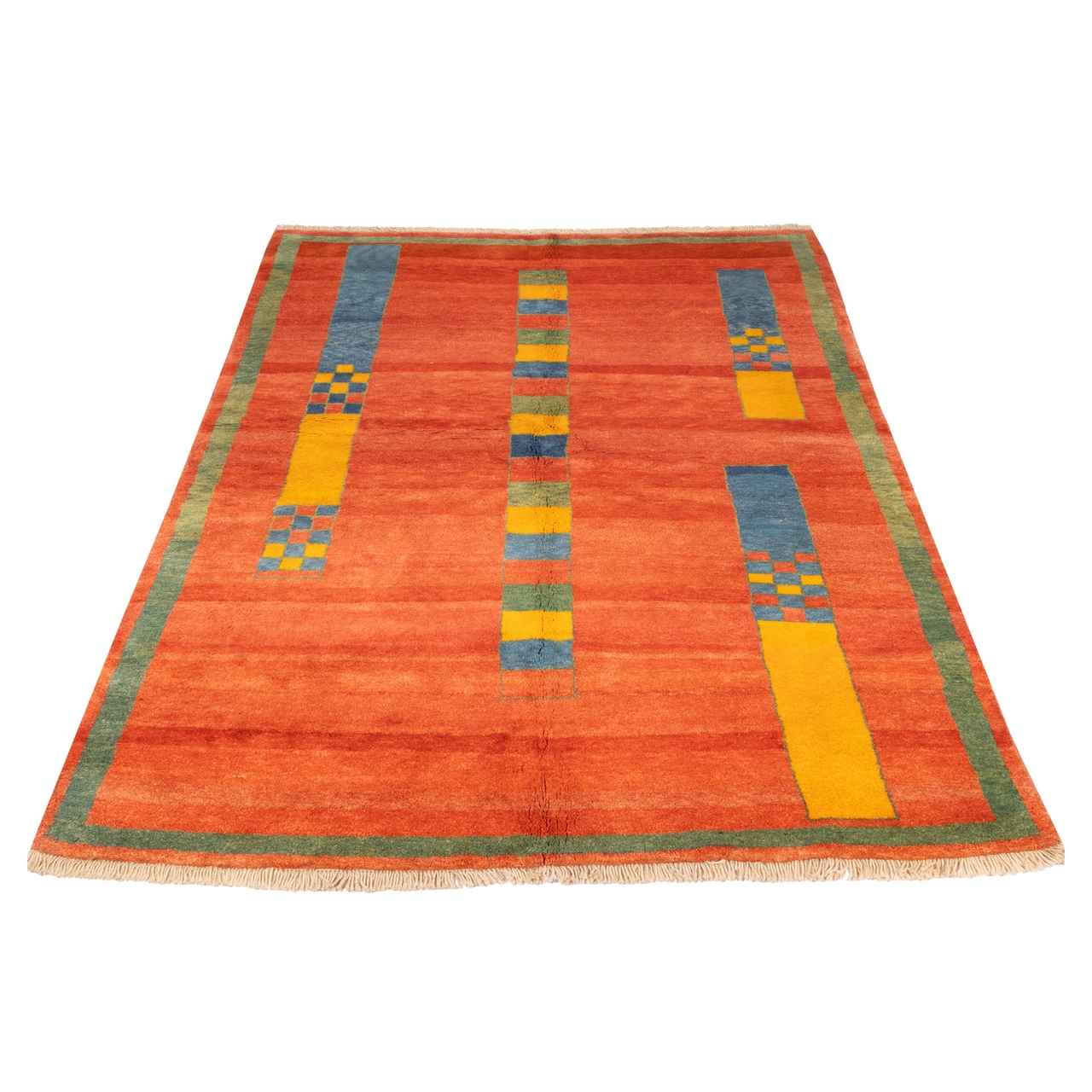 Tapis Gabbeh en laine persane authentique tissé à la main en Fars Rouge Brique