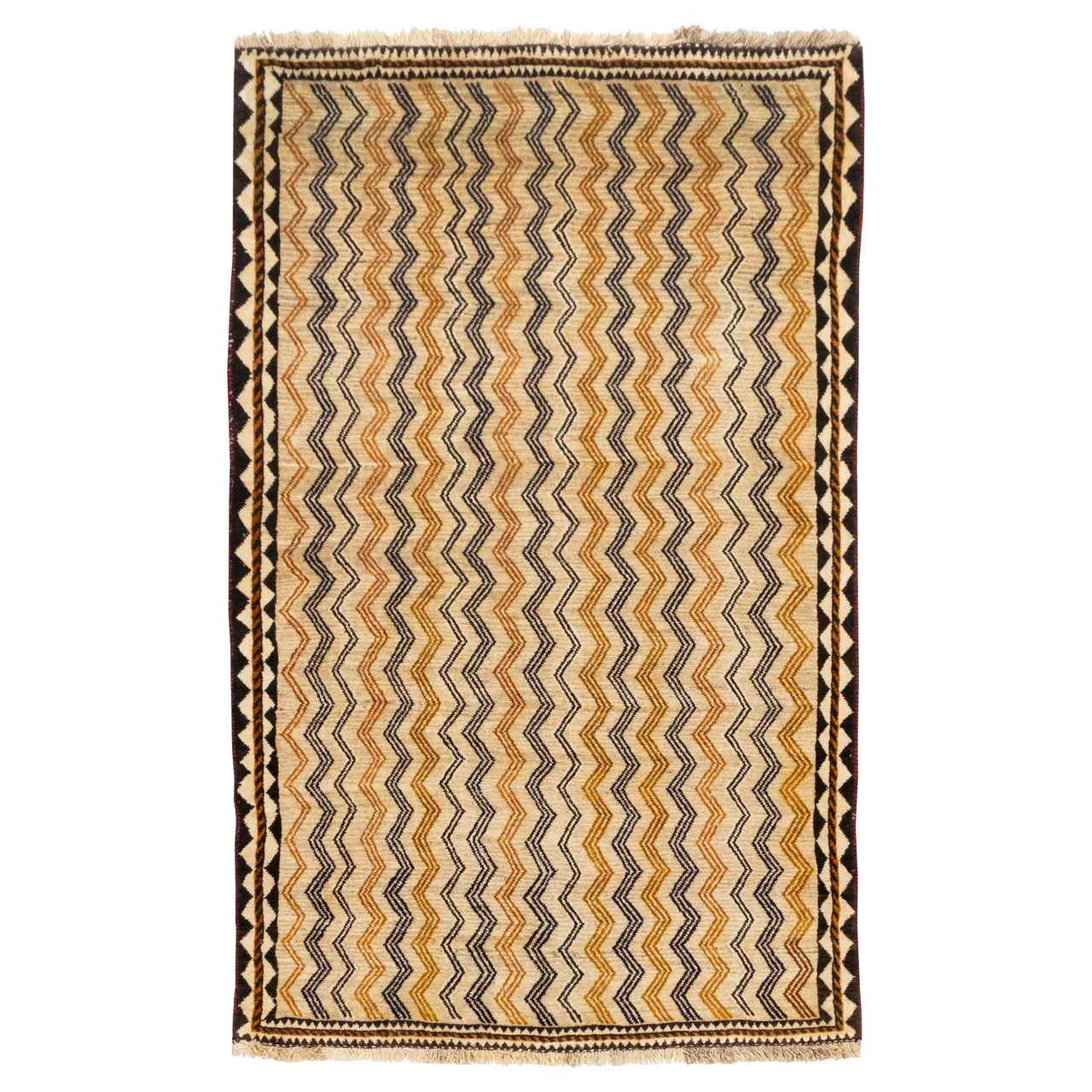 Tapis Gabbeh en laine persane authentique tissé à la main en Fars Crème