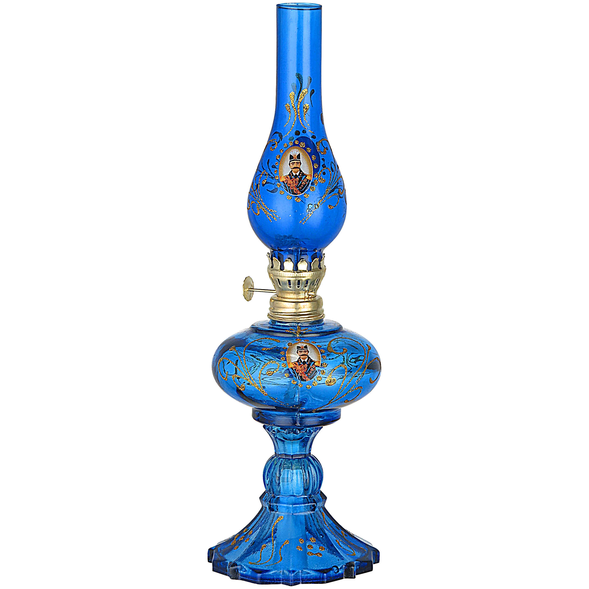 Lampe à huile persane en verre – motif Shah Abbasi