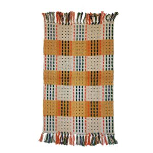 Tapis Jajim persan tissé à plat Damier Jaune