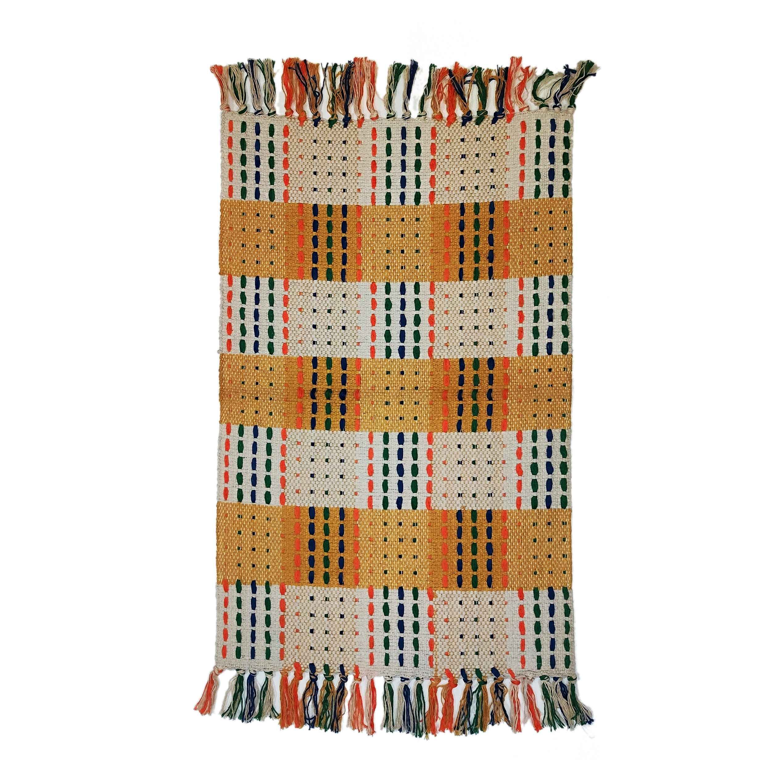 Tapis Jajim persan tissé à plat Damier Jaune