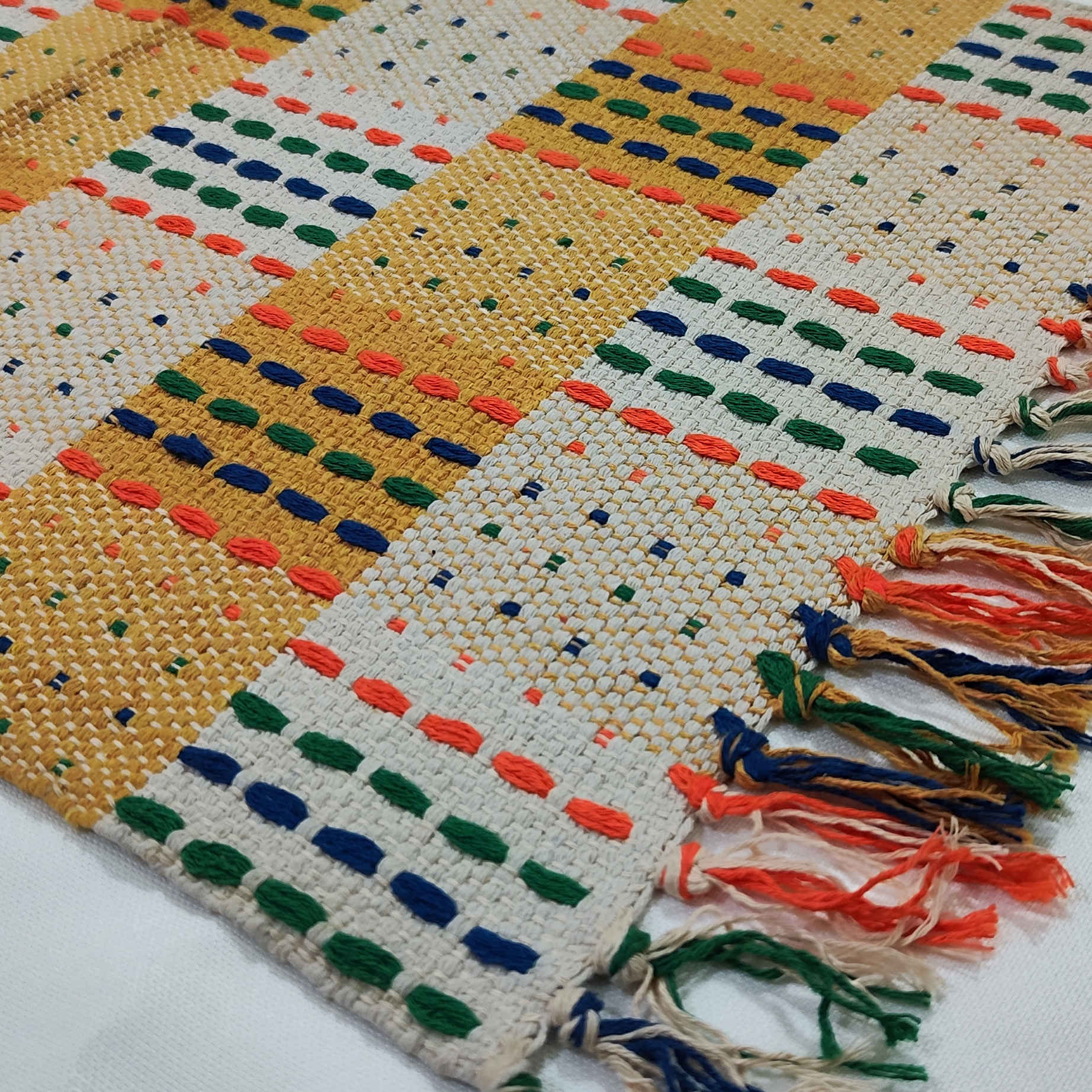 Tapis Jajim persan tissé à plat Damier Jaune