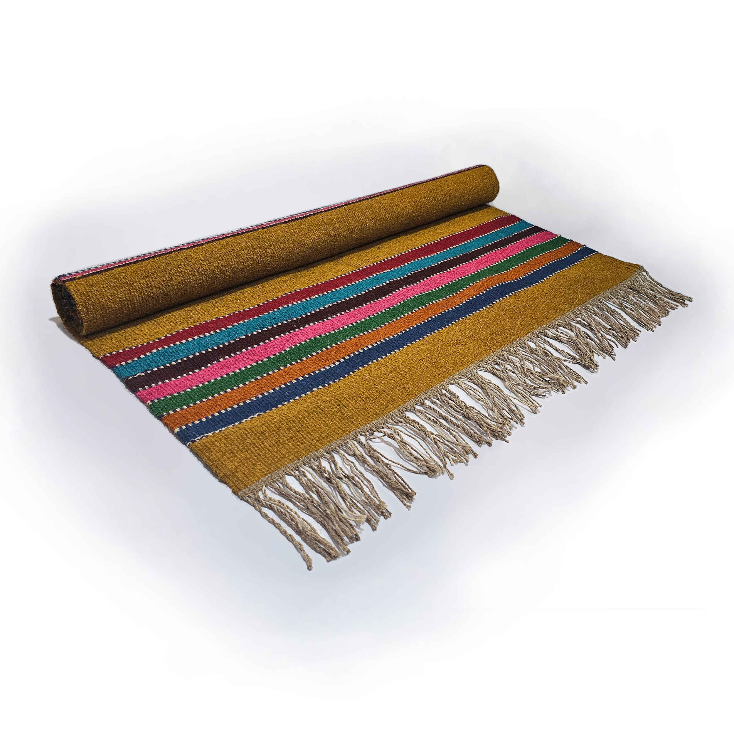 Tapis Jajim persan tissé à plat à Lorestan Rayé Marron