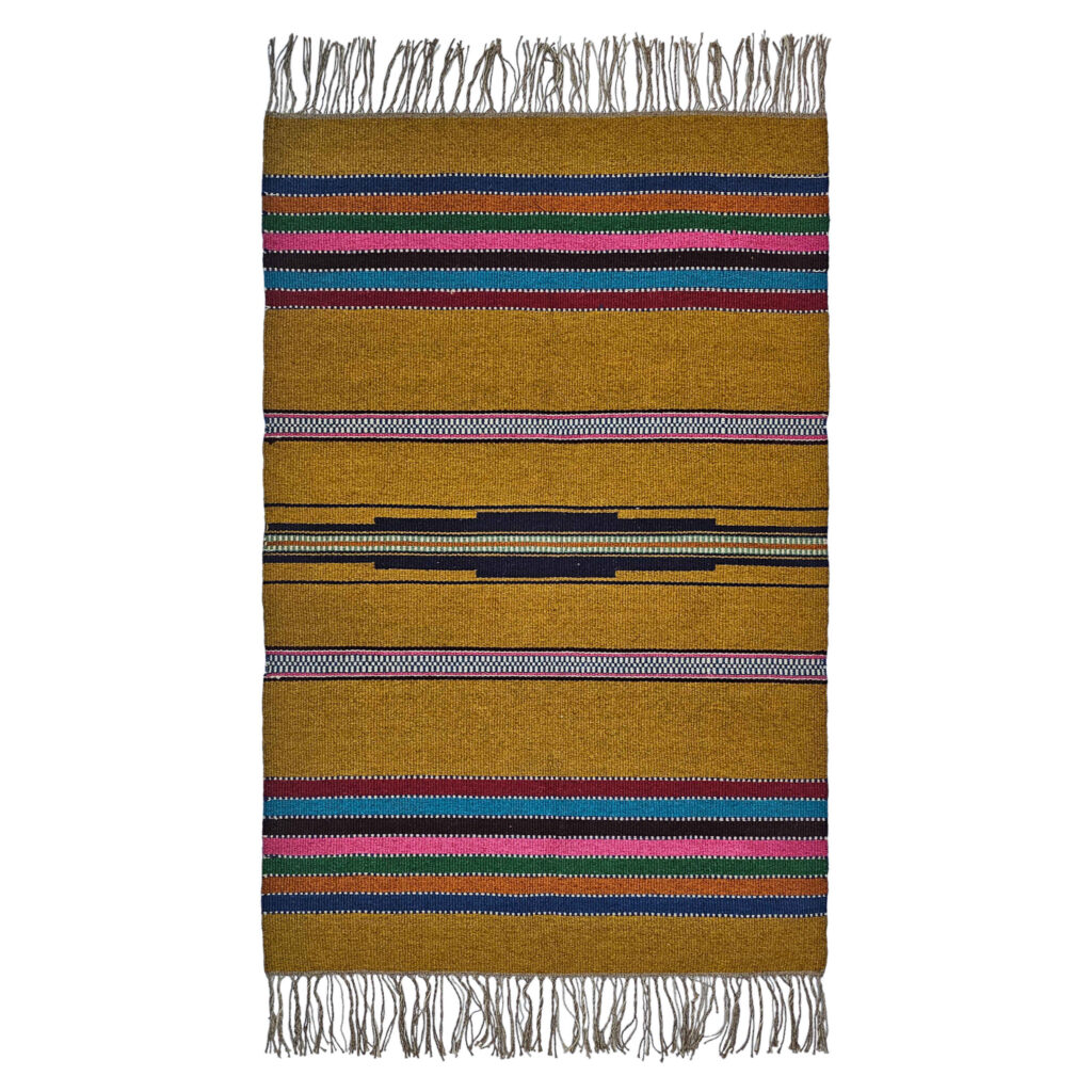 Tapis Jajim persan tissé à plat à Lorestan Rayé Marron