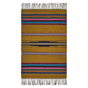 Tapis Jajim persan tissé à plat à Lorestan Rayé Marron