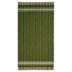 Tapis Jajim persan tissé à plat à Lorestan Rayé Vert