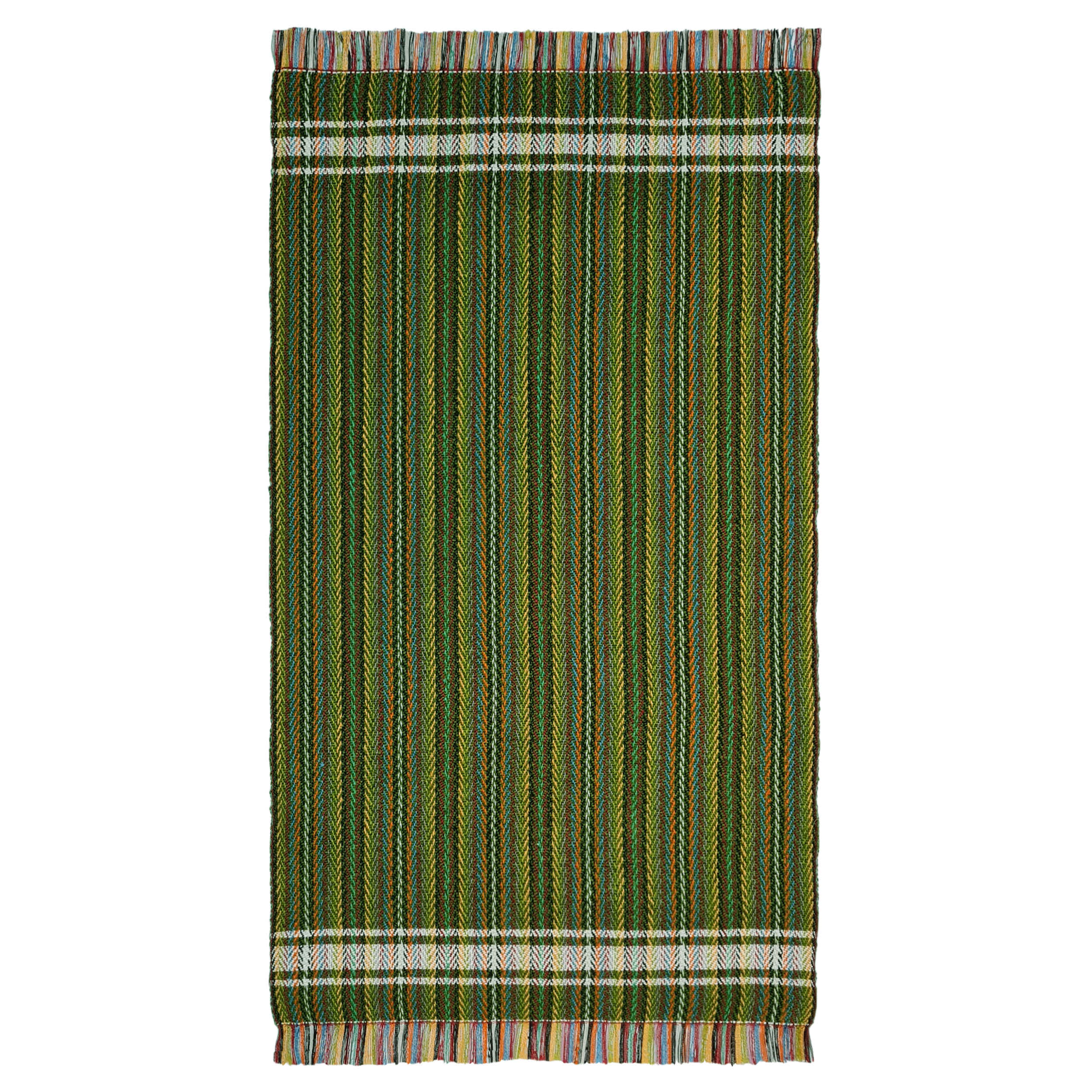 Tapis Jajim persan tissé à plat à Lorestan Rayé Vert