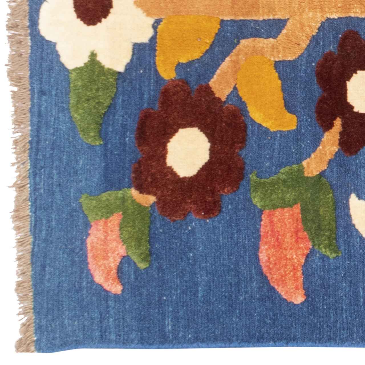 Tapis Kilim en laine persane authentique tissé à la main à Kerman Fleurs