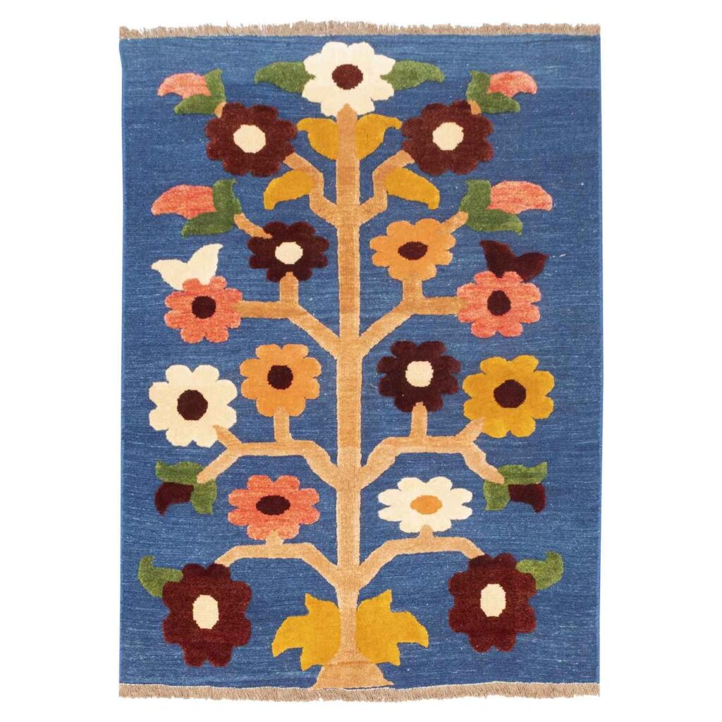Tapis Kilim en laine persane authentique tissé à la main à Kerman Fleurs