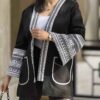 Persian Manto Black & White with Front Pockets for Women