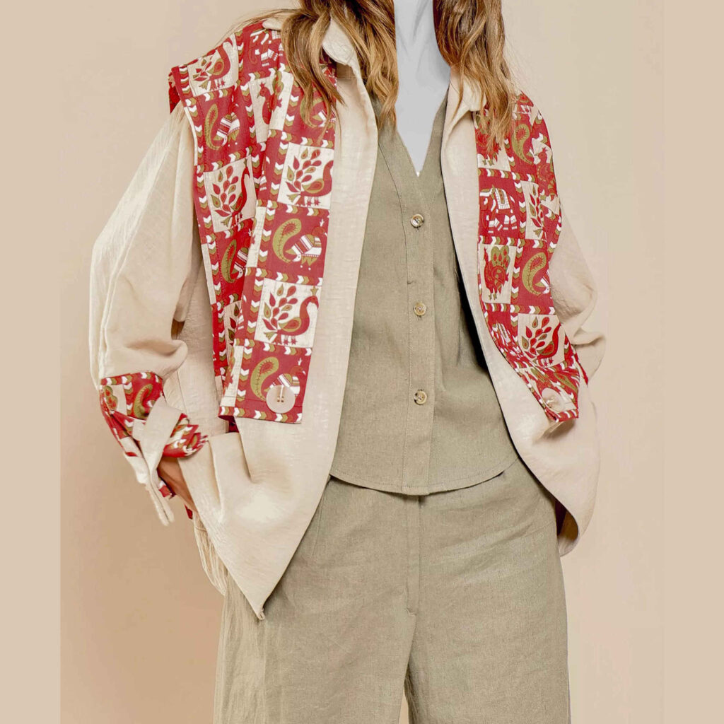 Manteau persan coupe ample en coton pour femme