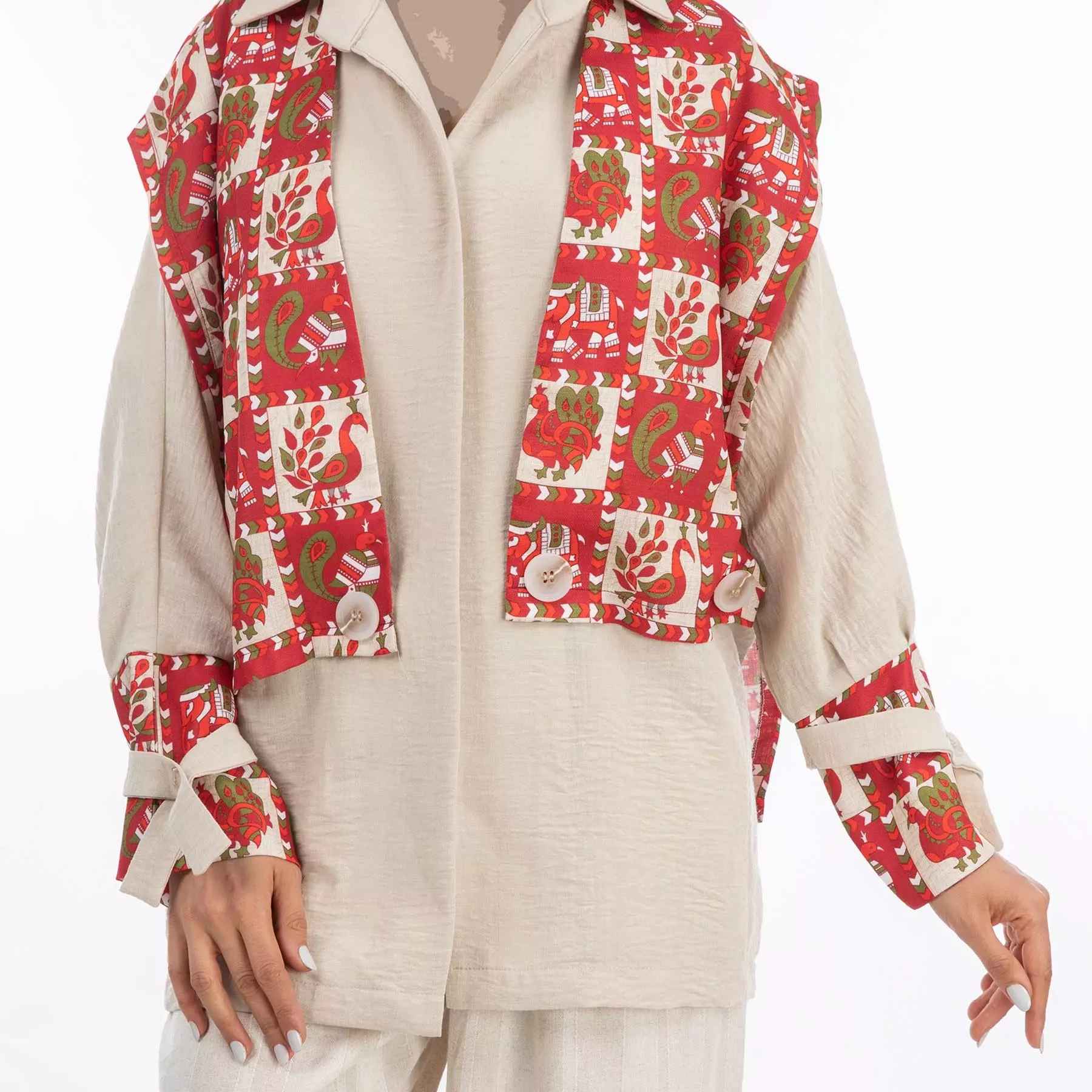 Manteau persan coupe ample en coton pour femme