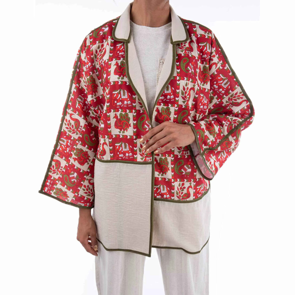 Manteau persan coupe ample en lin pour femme