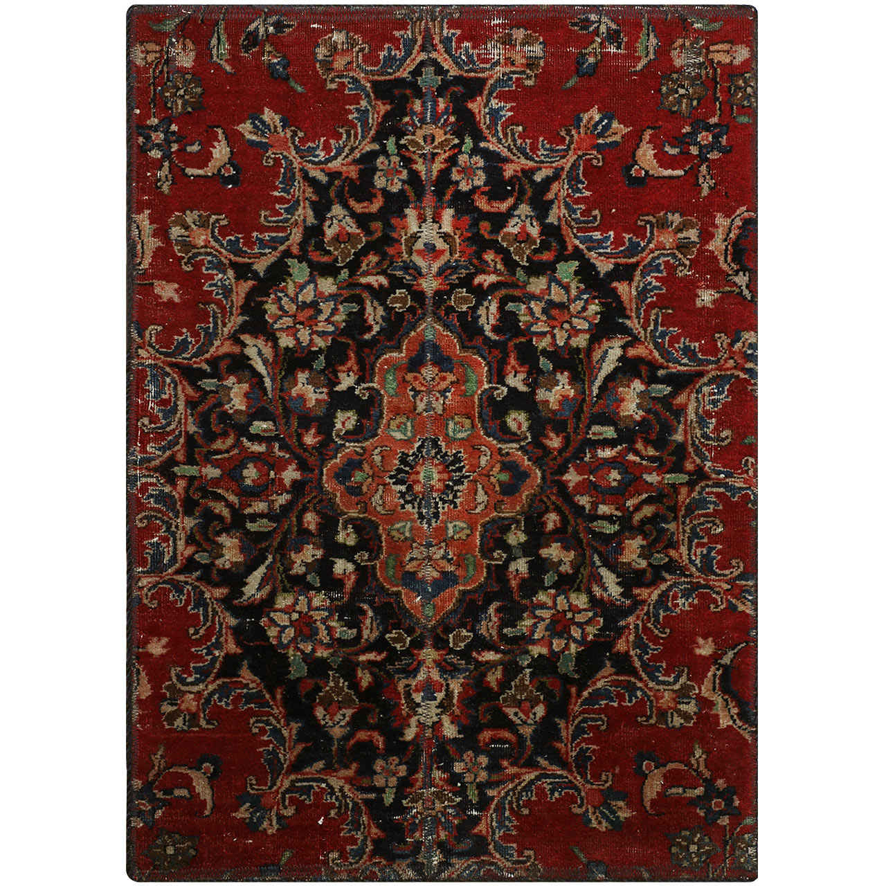 Tapis patchwork noué à la main persan vintage Heriz