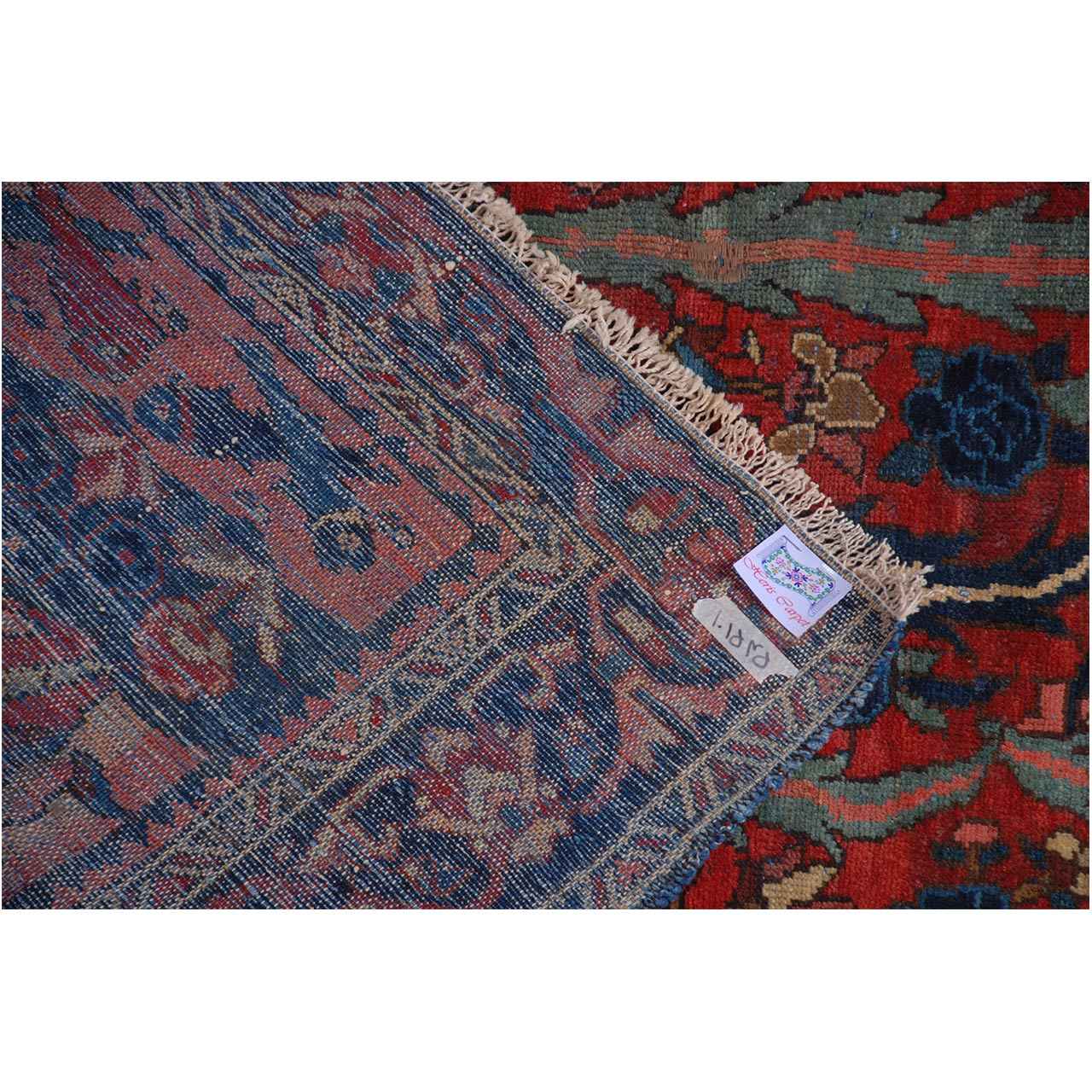 Tapis patchwork noué à la main persan vintage Heriz rouge