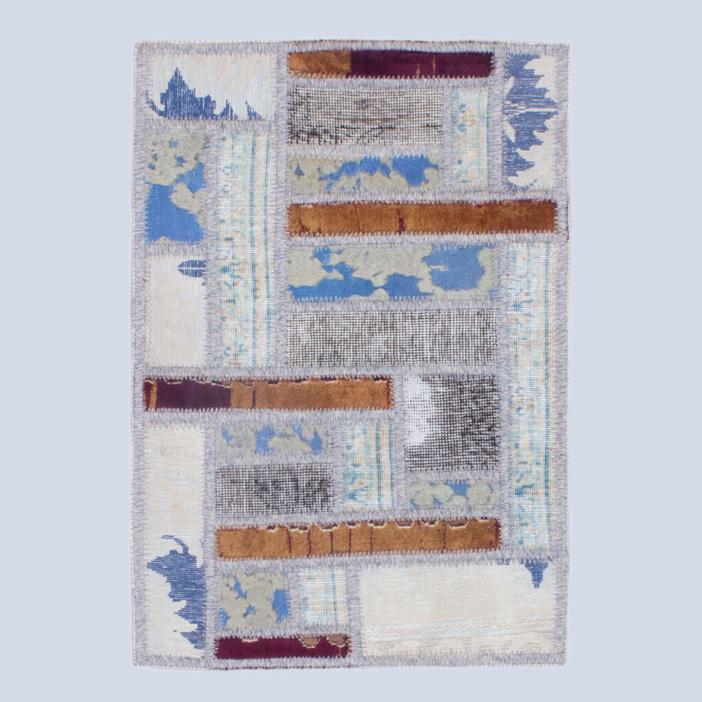 Tapis patchwork noué à la main persan blanc