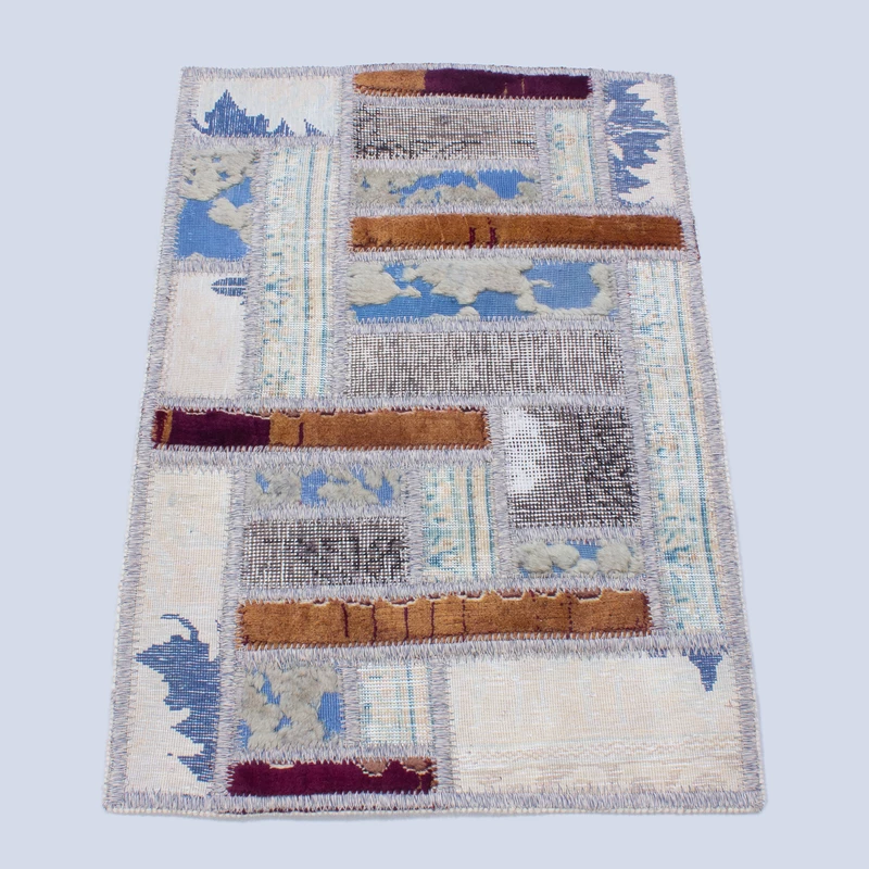 Tapis patchwork noué à la main persan blanc
