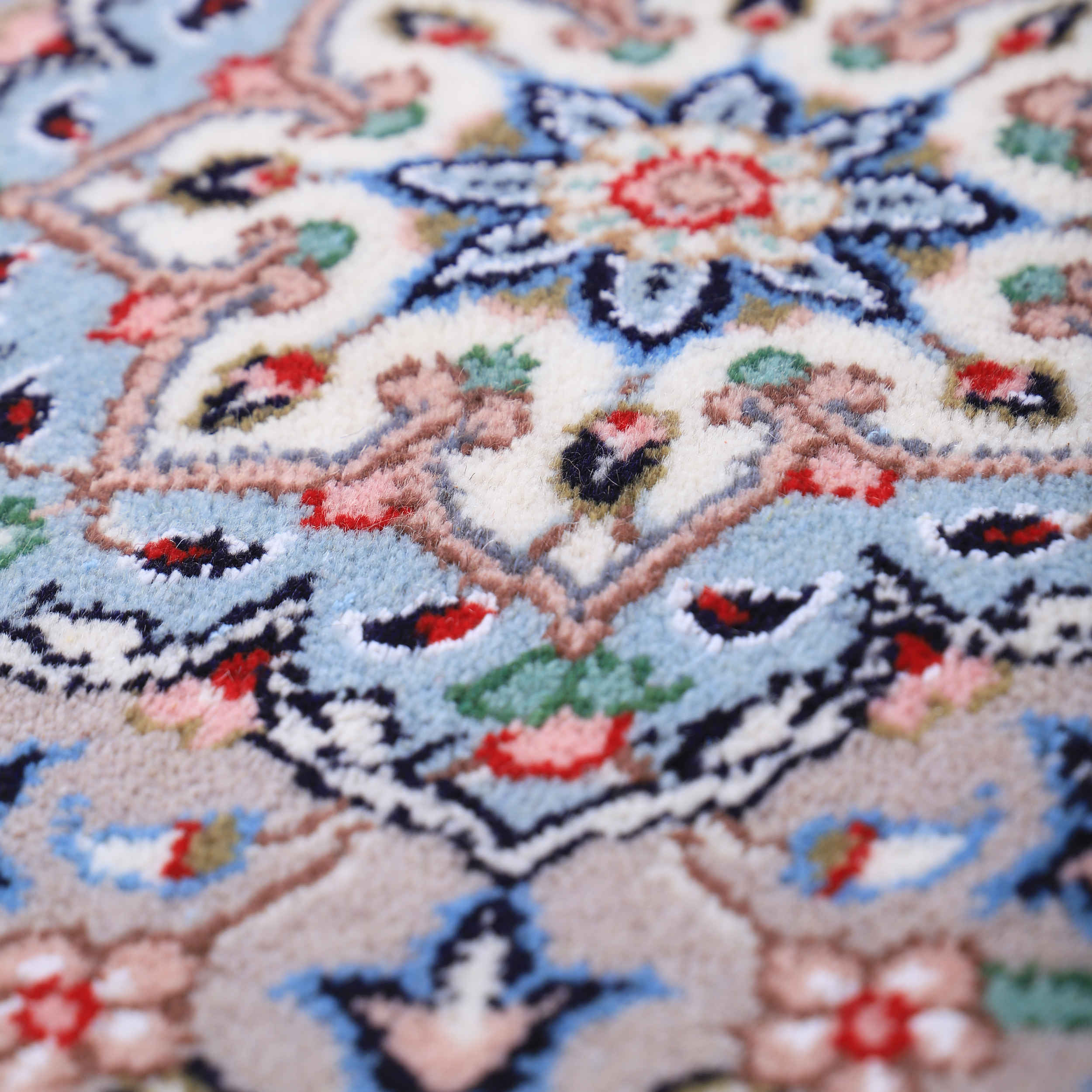 Tapis persan avec laine noué à la main à Ardakan Médaillon crème