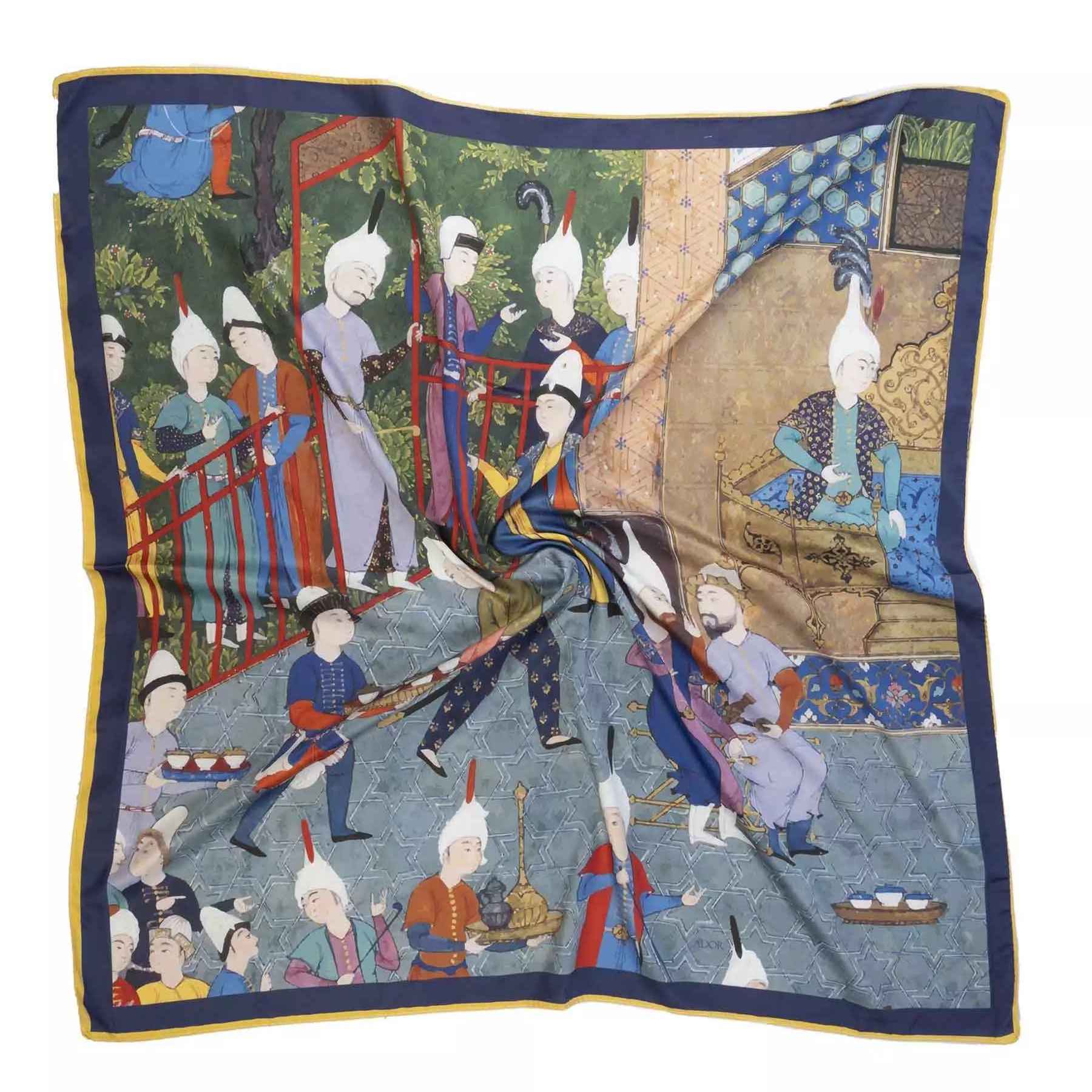 Foulard persan pour femme – Motif vibrant inspiré du Shahnameh