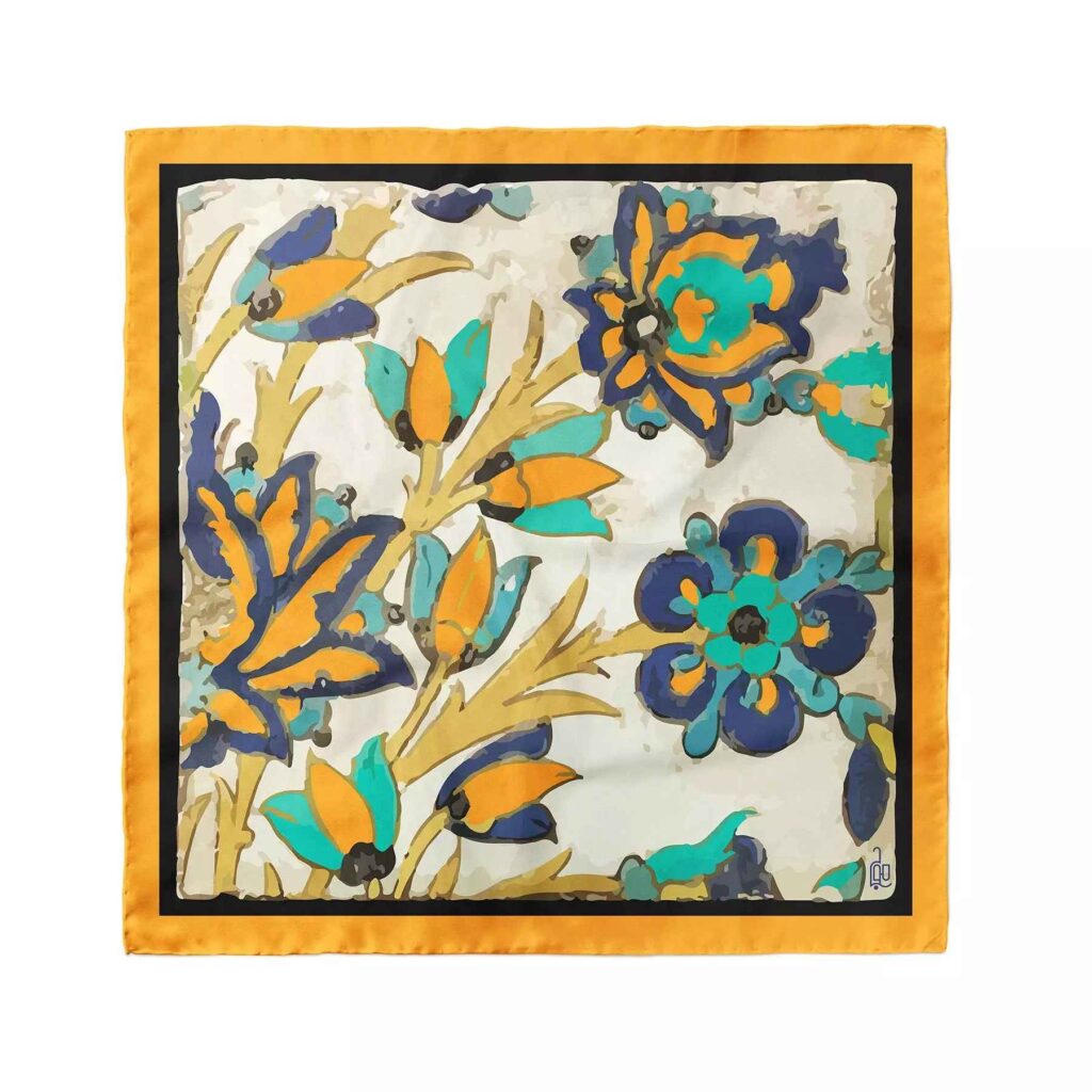 Foulard Miniature en Soie Persane pour Femme - Motif Imprimé Vibrant Golshah