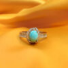 Bague en Argent Persan Faite Main avec Turquoise de Neyshabur