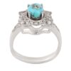 Bague en Argent Persan Faite Main avec Turquoise de Neyshabur Plaqué Rhodium