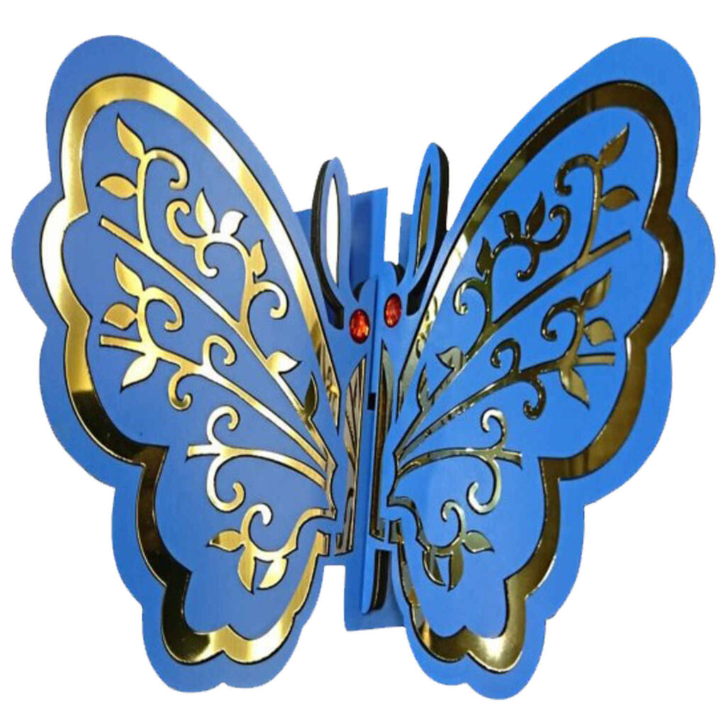 Support Rehal en bois pliable pour le Coran avec design de papillon