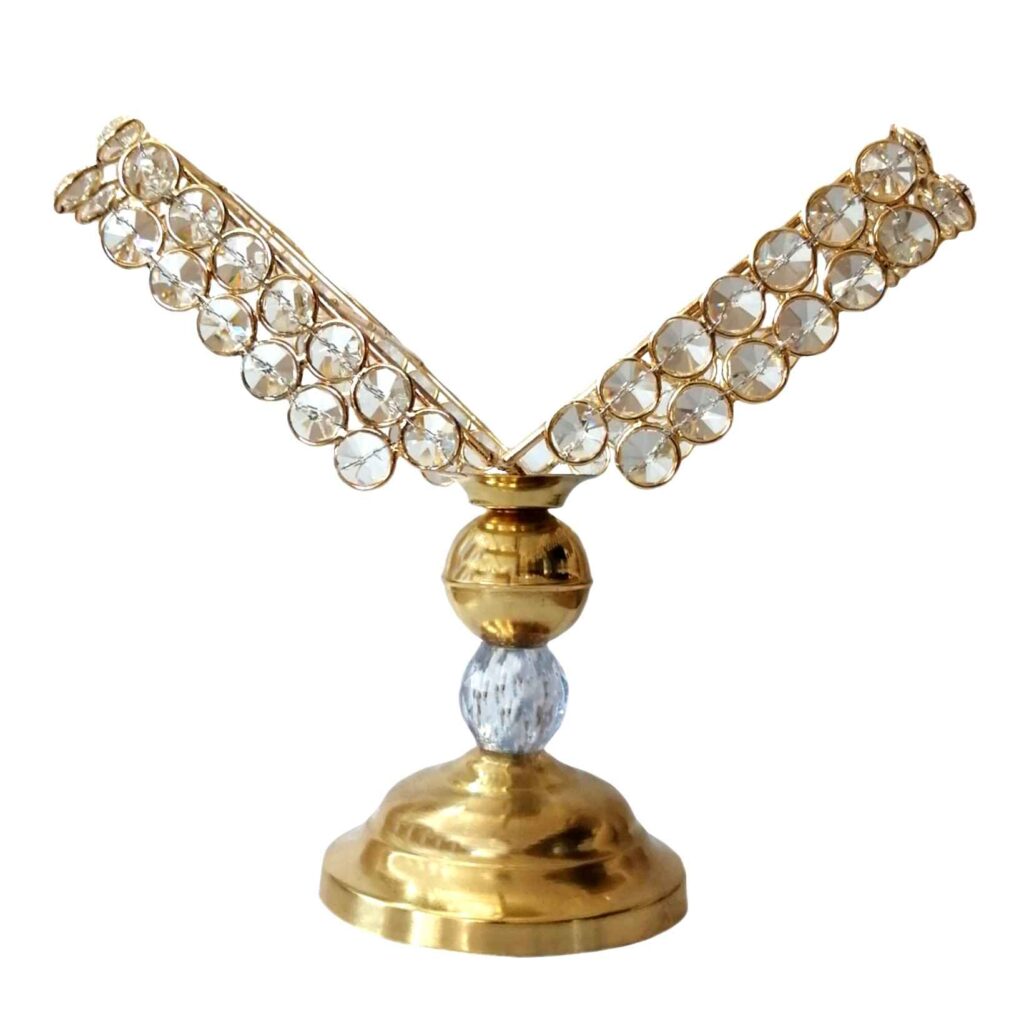 Support en métal pour le Coran avec design en cristal pour les cérémonies de mariage