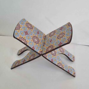 Support Rehal en bois pliable pour le Coran avec motif géométrique islamique