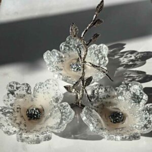 Plat de Service en Résine pour Noix et Douceurs Motif Fleur