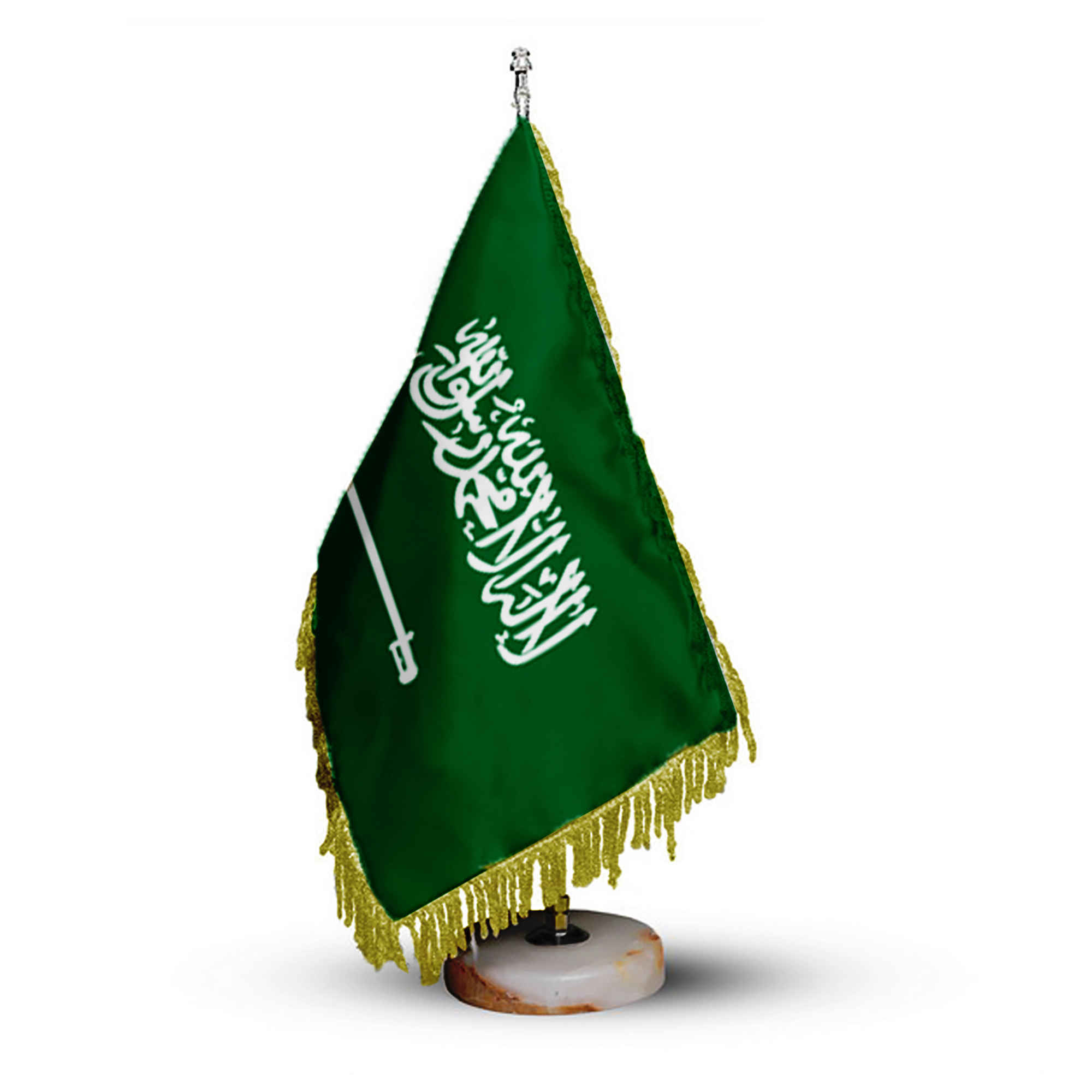 Drapeau de Bureau et de Table de l'Arabie Saoudite avec Base en Pierre
