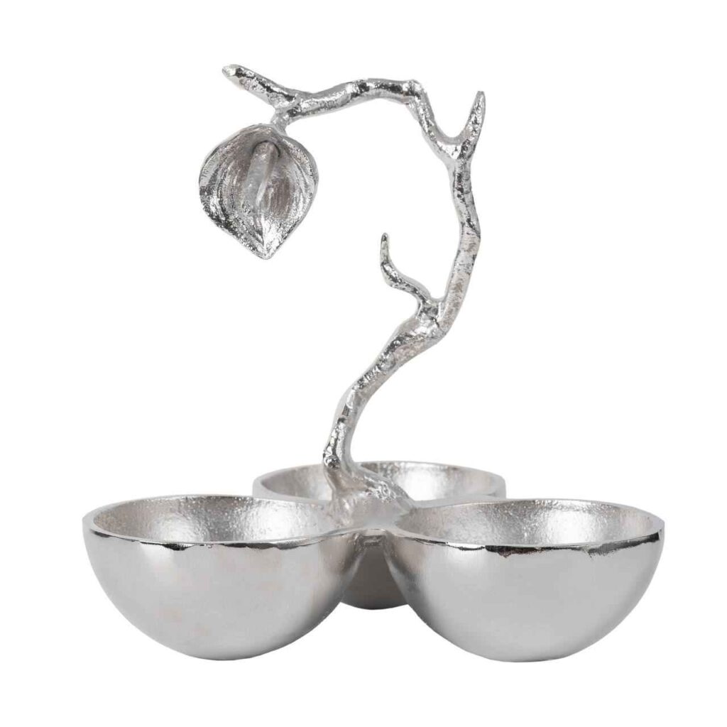 Plat de Service pour Apéritifs et Noix Motif Feuille